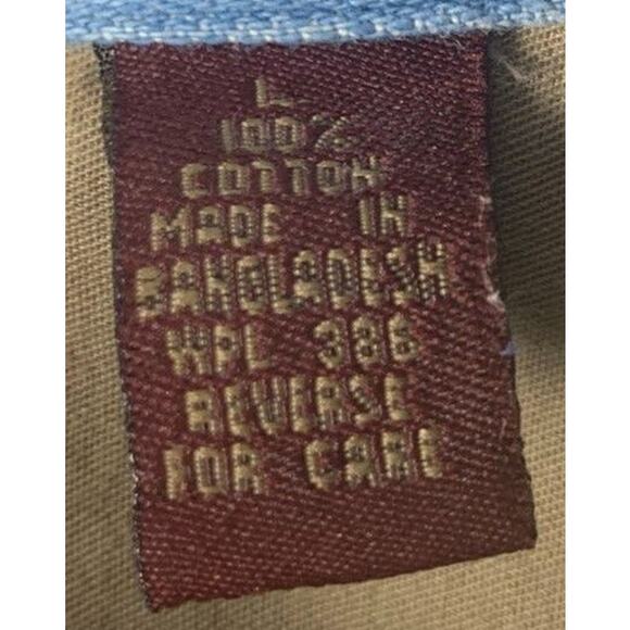 Haggar Casuals Button Up Shirt Men's Large Brown Denim-Lined Collar 90's VTG - Picture 7 of 7